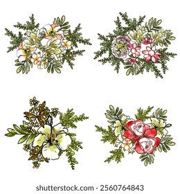 Flowers set. Collection of floral elements