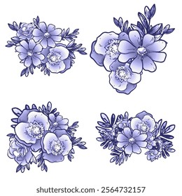 Flowers set. Collection of floral elements