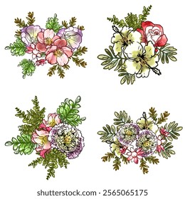 Flowers set. Collection of floral elements