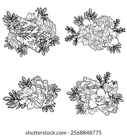Flowers set. Collection of floral elements