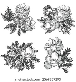 Flowers set. Collection of floral elements