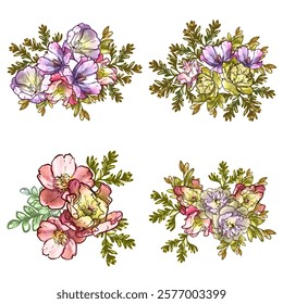 Flowers set. Collection of floral elements