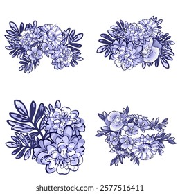 Flowers set. Collection of floral elements