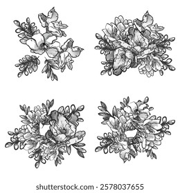 Flowers set. Collection of floral elements