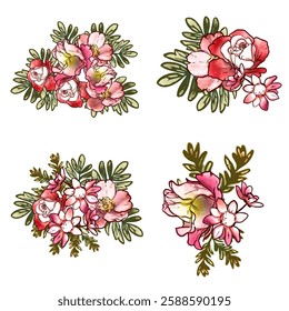 Flowers set. Collection of floral elements