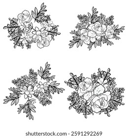 Flowers set. Collection of floral elements