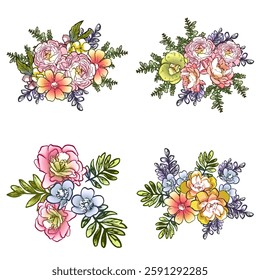 Flowers set. Collection of floral elements