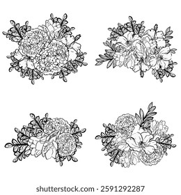 Flowers set. Collection of floral elements