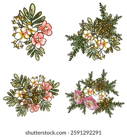 Flowers set. Collection of floral elements