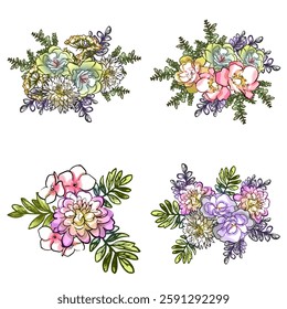 Flowers set. Collection of floral elements