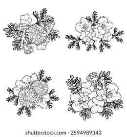 Flowers set. Collection of floral elements