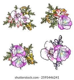 Flowers set. Collection of floral elements