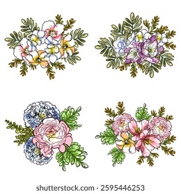 Flowers set. Collection of floral elements