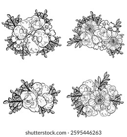 Flowers set. Collection of floral elements