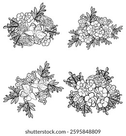 Flowers set. Collection of floral elements