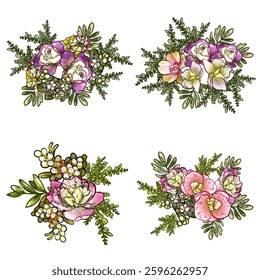 Flowers set. Collection of floral elements