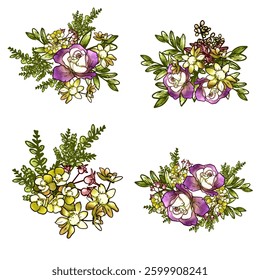 Flowers set. Collection of floral elements