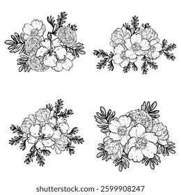 Flowers set. Collection of floral elements