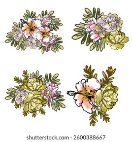 Flowers set. Collection of floral elements