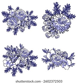 Flowers set. Collection of floral elements
