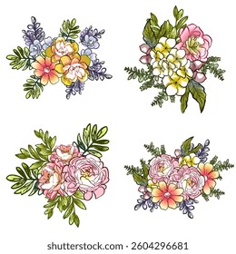 Flowers set. Collection of floral elements