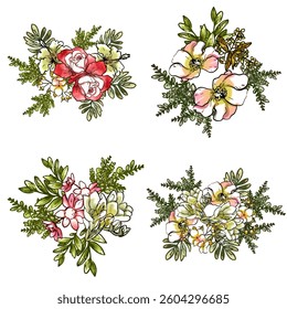 Flowers set. Collection of floral elements