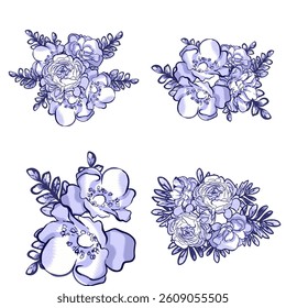 Flowers set. Collection of floral elements
