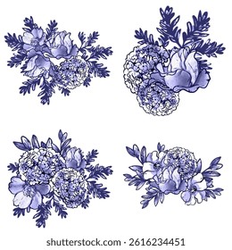 Flowers set. Collection of floral elements