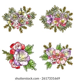 Flowers set. Collection of floral elements