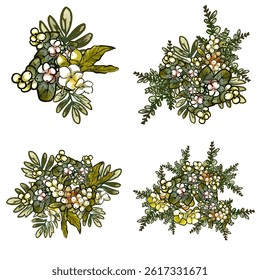 Flowers set. Collection of floral elements