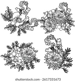 Flowers set. Collection of floral elements