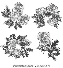 Flowers set. Collection of floral elements