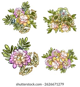 Flowers set. Collection of floral elements