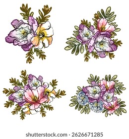 Flowers set. Collection of floral elements