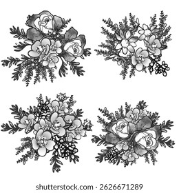 Flowers set. Collection of floral elements