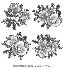 Flowers set. Collection of floral elements