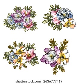 Flowers set. Collection of floral elements
