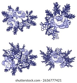Flowers set. Collection of floral elements