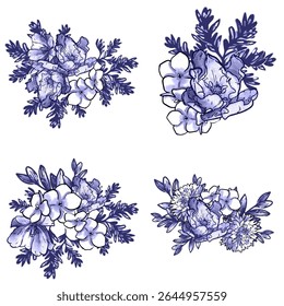 Flowers set. Collection of floral elements
