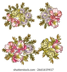 Flowers set. Collection of floral elements