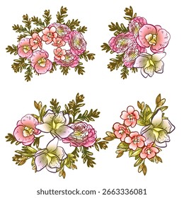 Flowers set. Collection of floral elements