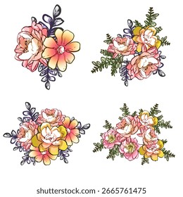 Blumen-Set. Sammlung von Blumenelementen