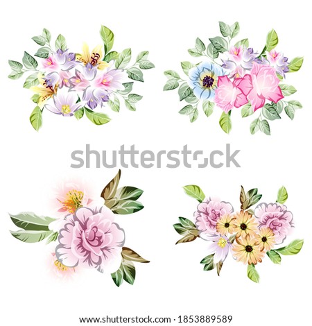 Flowers set. Collection of floral elements