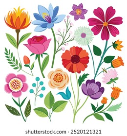 Las flores fijan el diseño colorido del Vector.