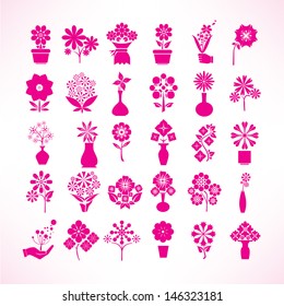 flowers set, floral, flower icons set