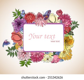 flowers set with frame