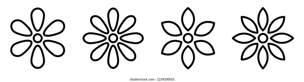 Ilustración vectorial de icono conjunto de flores