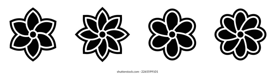 Dibujo vectorial de iconos conjunto de flores