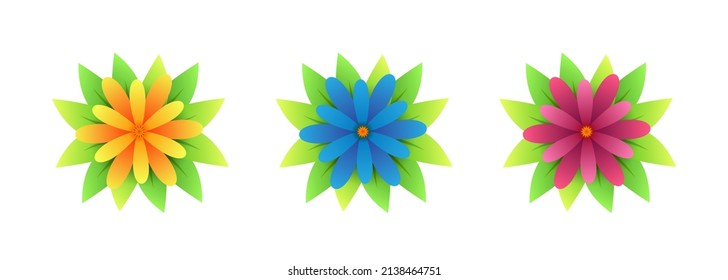 Flores puestas. Iconos de flores. Clipart vectorial aislado en un fondo transparente.