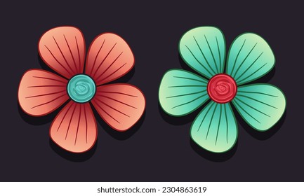 Flowers set. Flowers icons. Vector clipart isolated on transparent background.